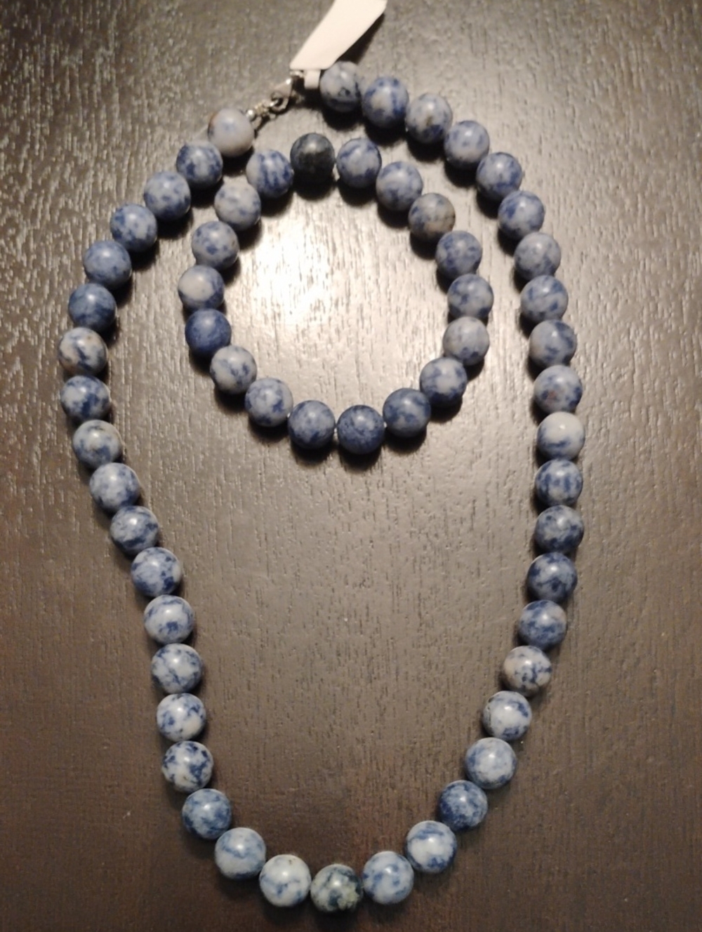 Blue Sodalite Bead Necklace and Bracelet Set 925 Sterling Silver Clasp NWT